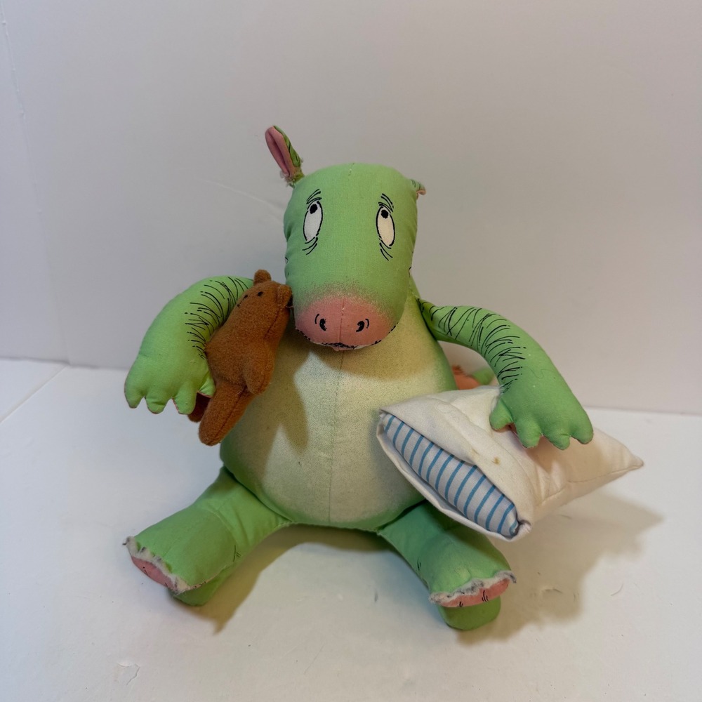 Vintage 1986 Dennis the Dragon The Monster Bed Plush Determined Productions 9"